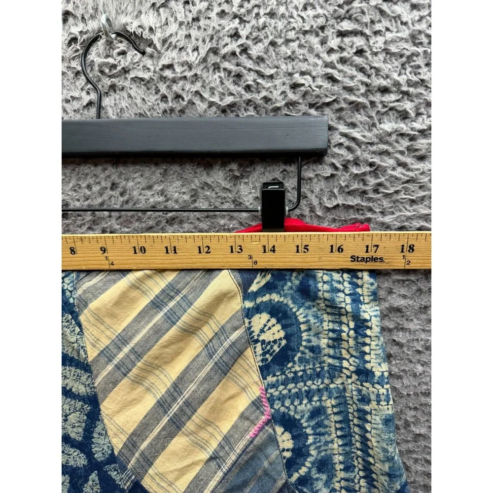 Ralph Lauren Linen-Cotton Patchwork Flared Maxi Skirt Indigo Womens Size 12